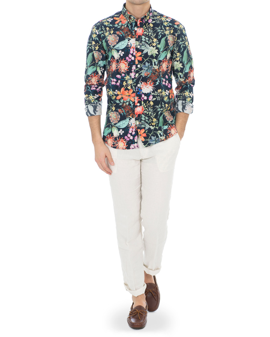 Mies | Kauluspaidat | Morris | Donovan Printed Flower Shirt Navy