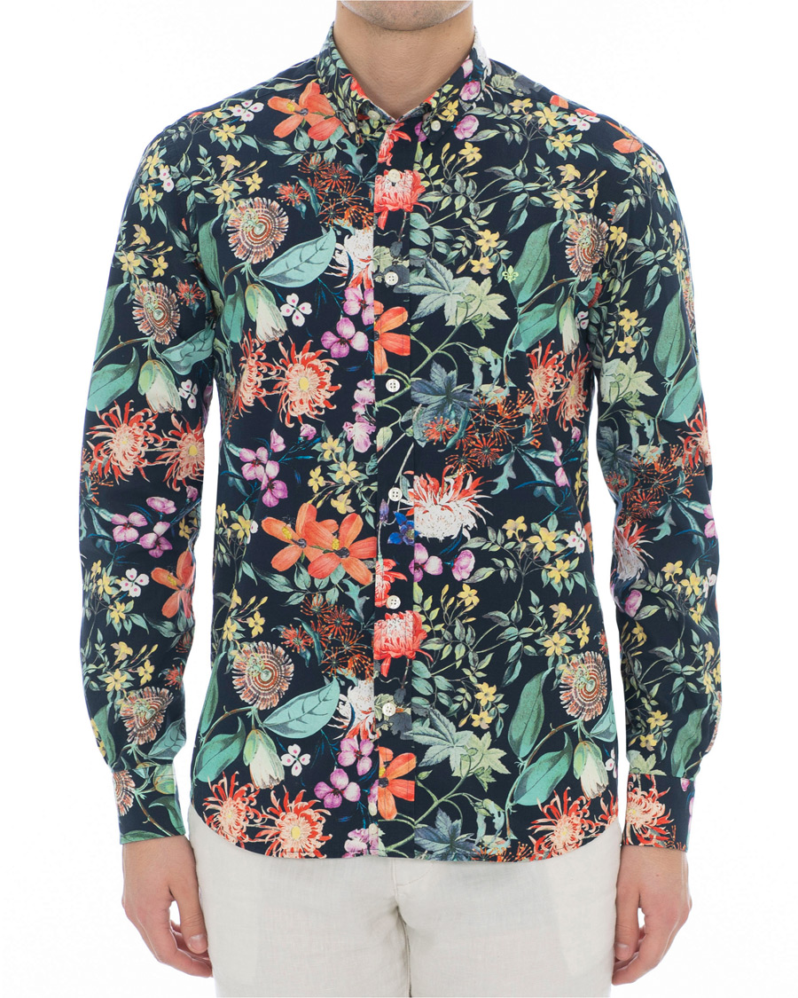Mies | Kauluspaidat | Morris | Donovan Printed Flower Shirt Navy