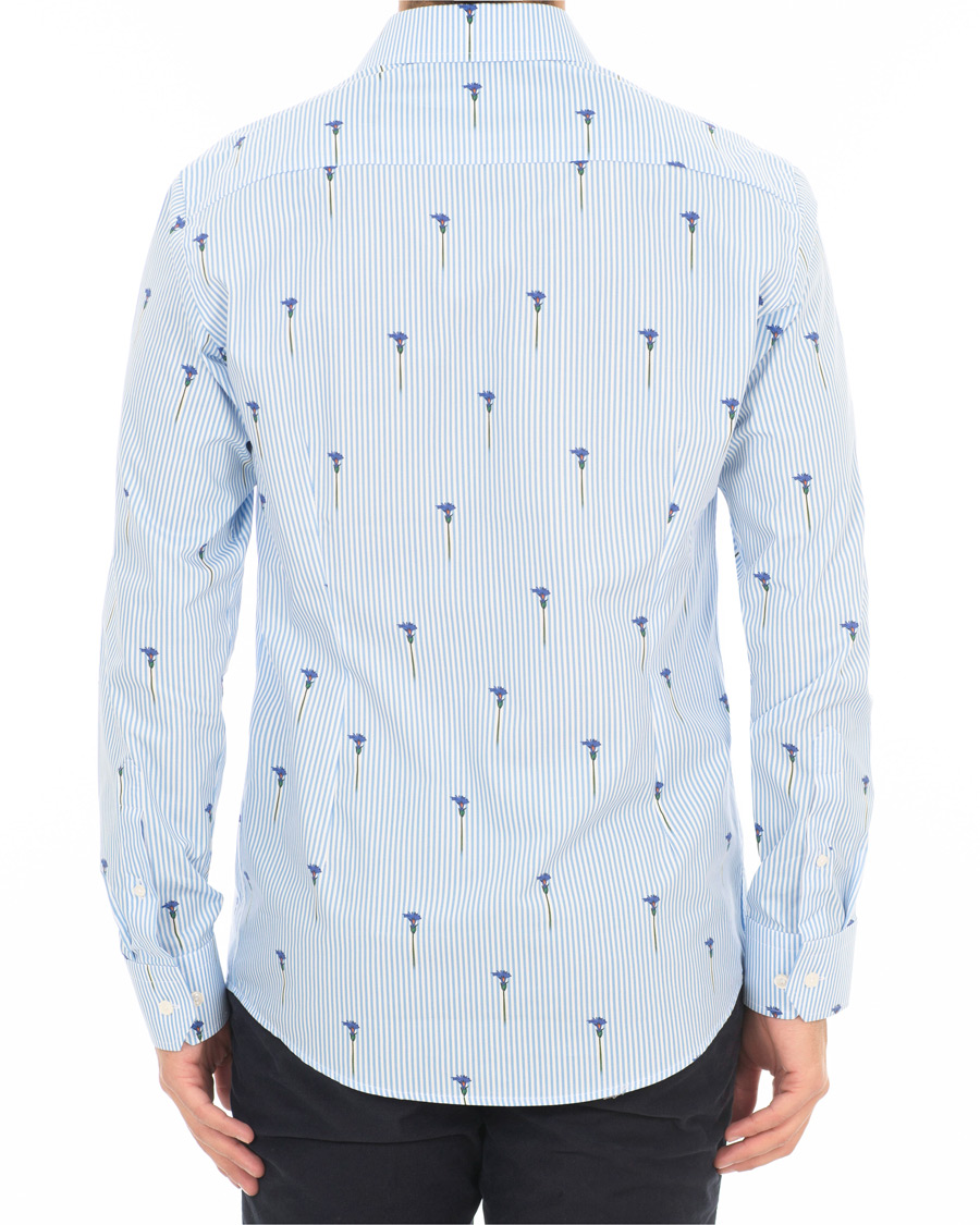 Mies | Kauluspaidat | Eton | Slim Fit Poplin Flower Printed Striped Shirt White