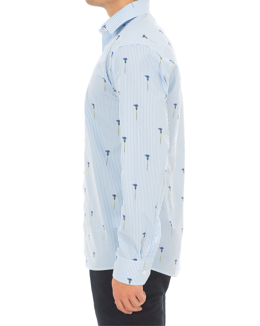 Mies | Kauluspaidat | Eton | Slim Fit Poplin Flower Printed Striped Shirt White