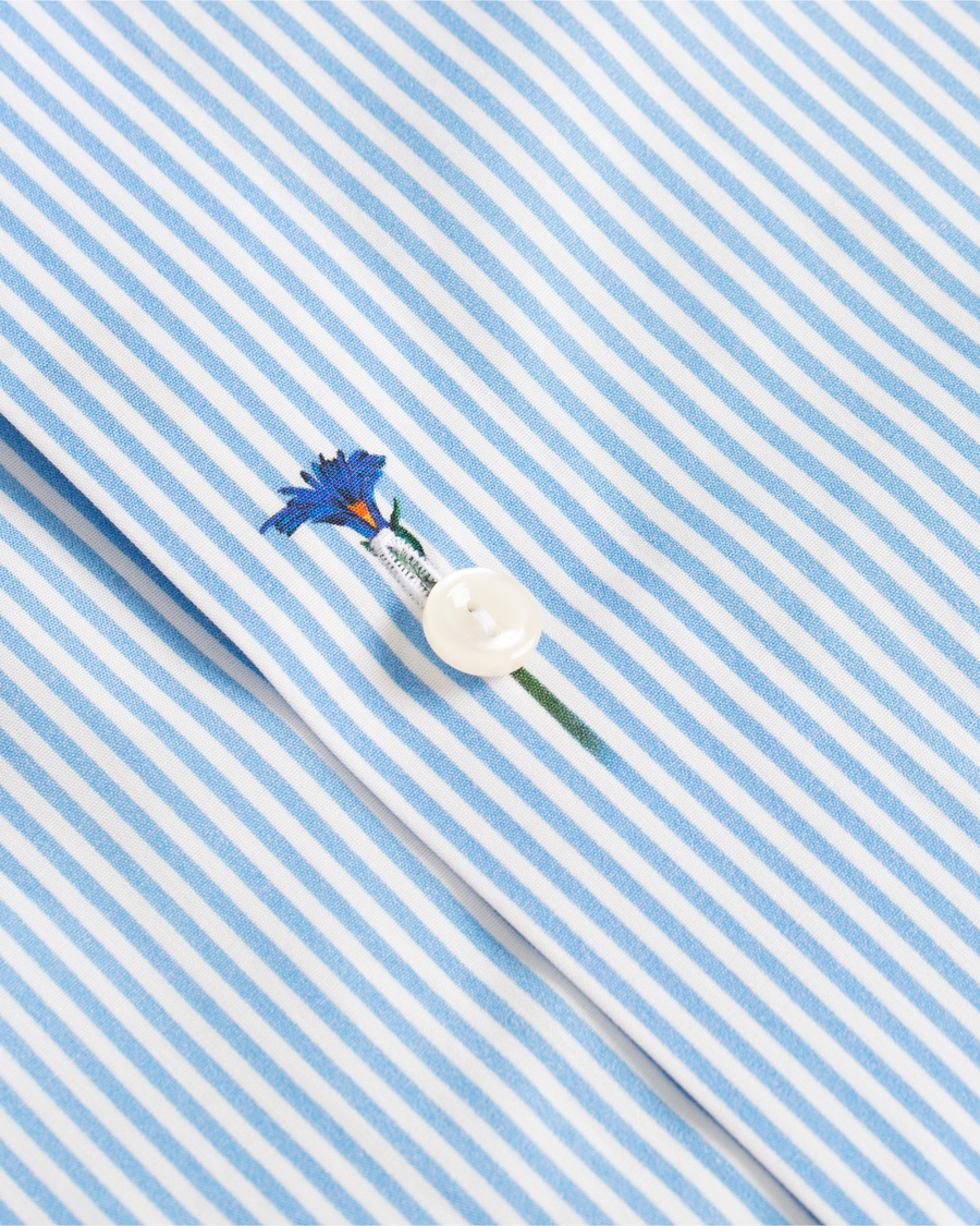 Mies | Kauluspaidat | Eton | Slim Fit Poplin Flower Printed Striped Shirt White
