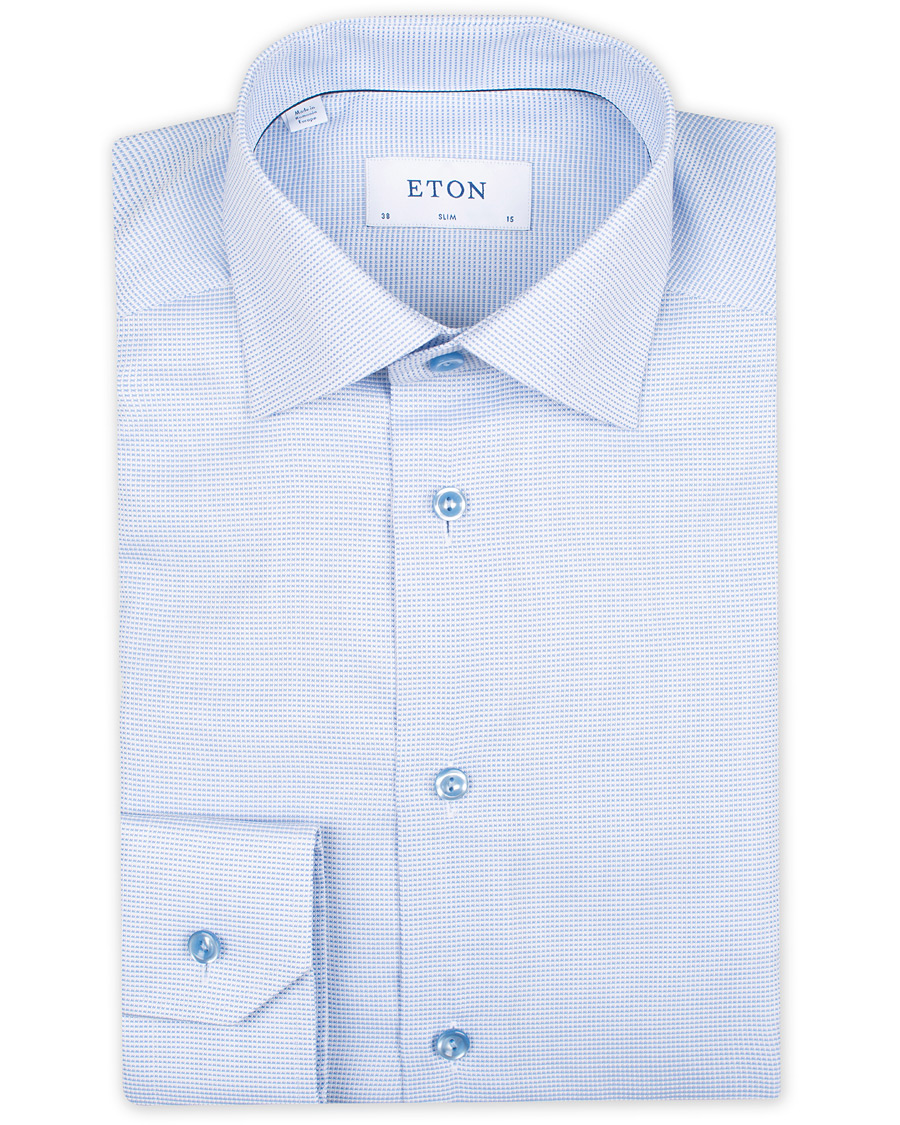 Mies | Kauluspaidat | Eton | Slim Fit Micro Pattern Cutaway Shirt Light Blue