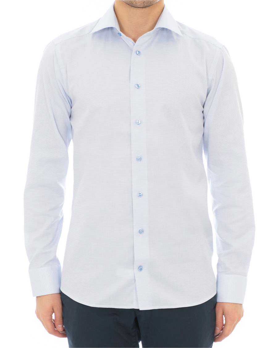 Mies | Kauluspaidat | Eton | Slim Fit Micro Pattern Cutaway Shirt Light Blue