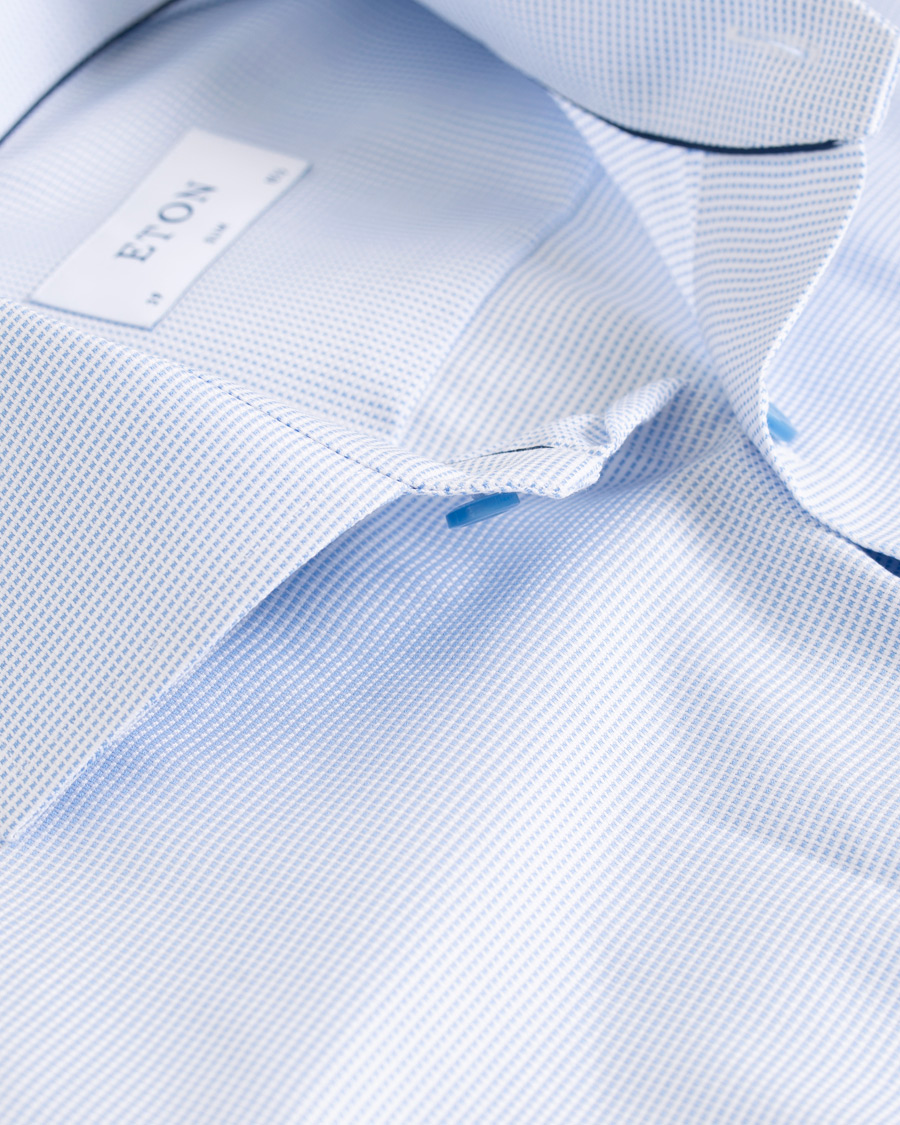 Mies | Kauluspaidat | Eton | Slim Fit Micro Pattern Cutaway Shirt Light Blue