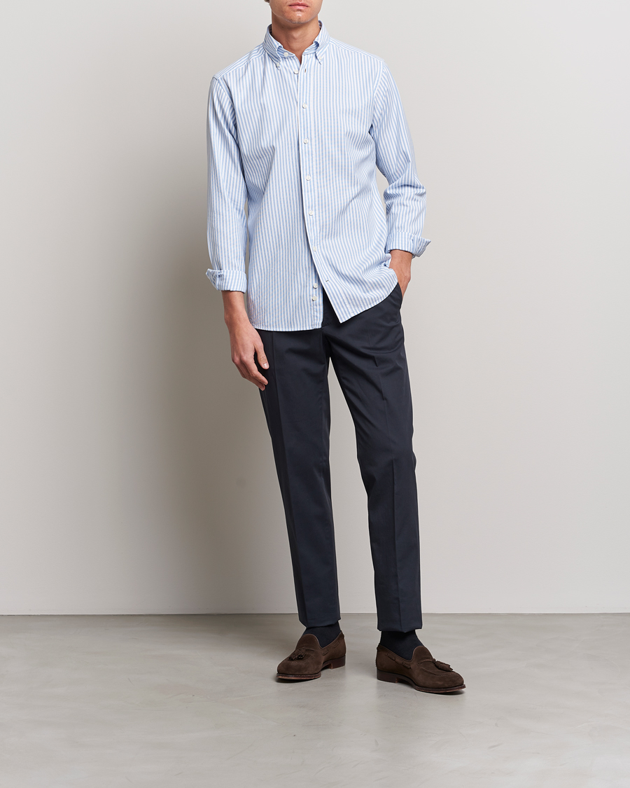 Mies | Kauluspaidat | Eton | Slim Fit Royal Oxford Stripe Button Down Light Blue
