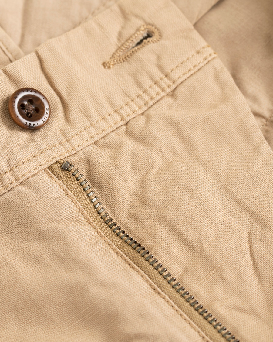 Mies | Shortsit | GANT | Cotton/Linen Shorts Dark Khaki
