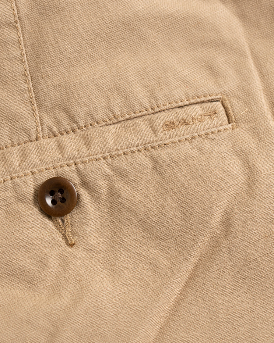 Mies | Shortsit | GANT | Cotton/Linen Shorts Dark Khaki