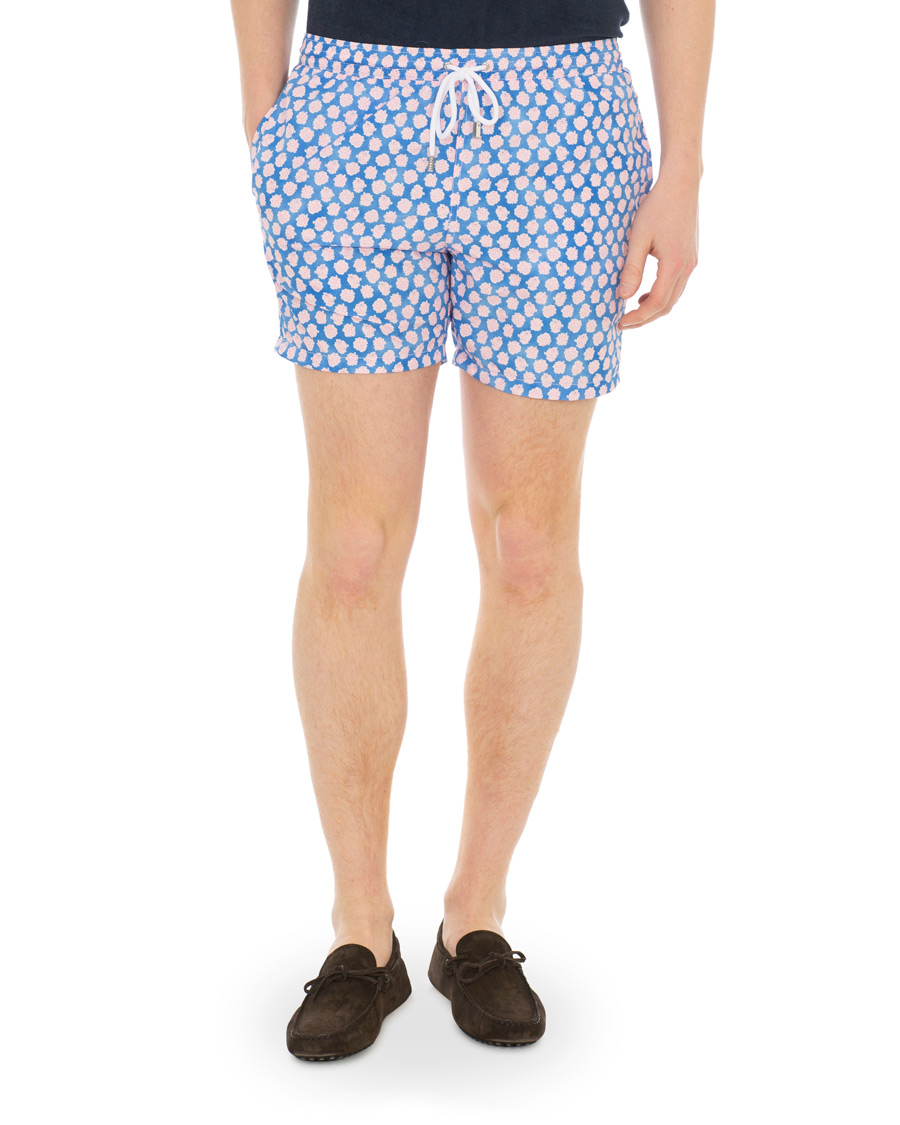 Mies | Uimahousut | Barba Napoli | Coral Print Swim Shorts Medium Blue