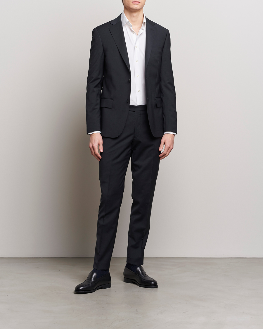 Mies | Housut | Oscar Jacobson | Denz Wool Stretch Trousers Black