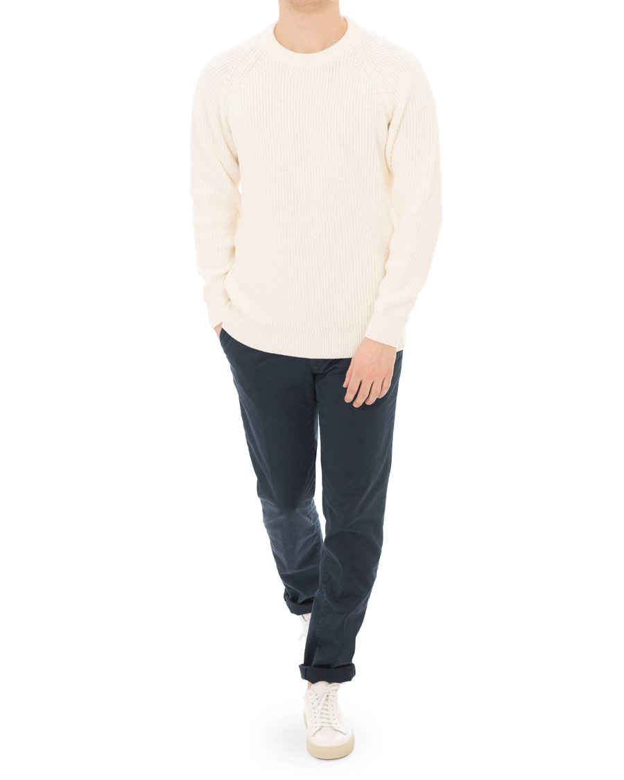 Mies | Puserot | Sunspel | Long Sleeve Rib Crew Neck Sweater Off White