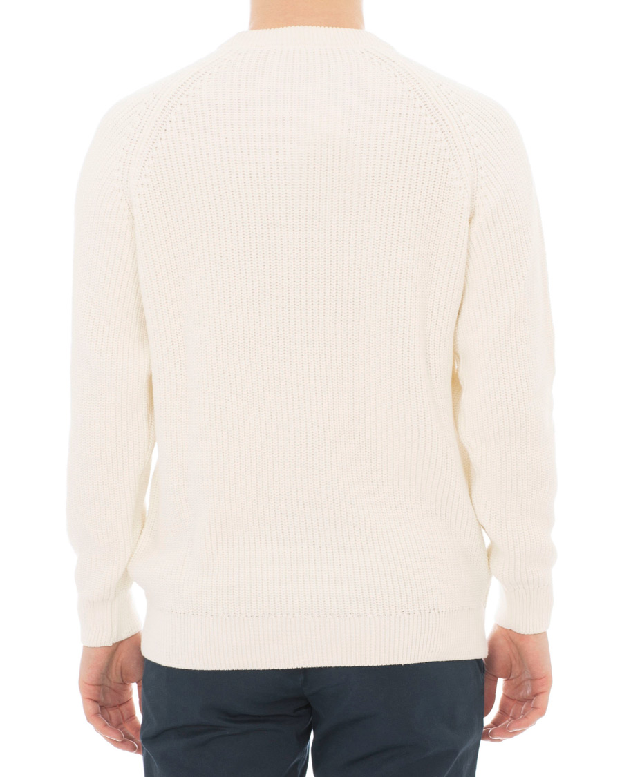 Mies | Puserot | Sunspel | Long Sleeve Rib Crew Neck Sweater Off White