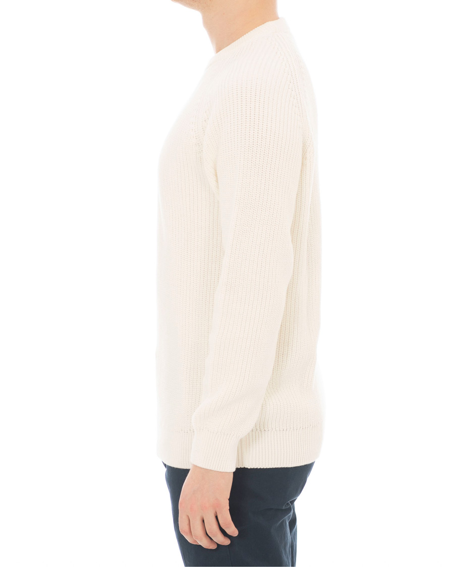 Mies | Puserot | Sunspel | Long Sleeve Rib Crew Neck Sweater Off White