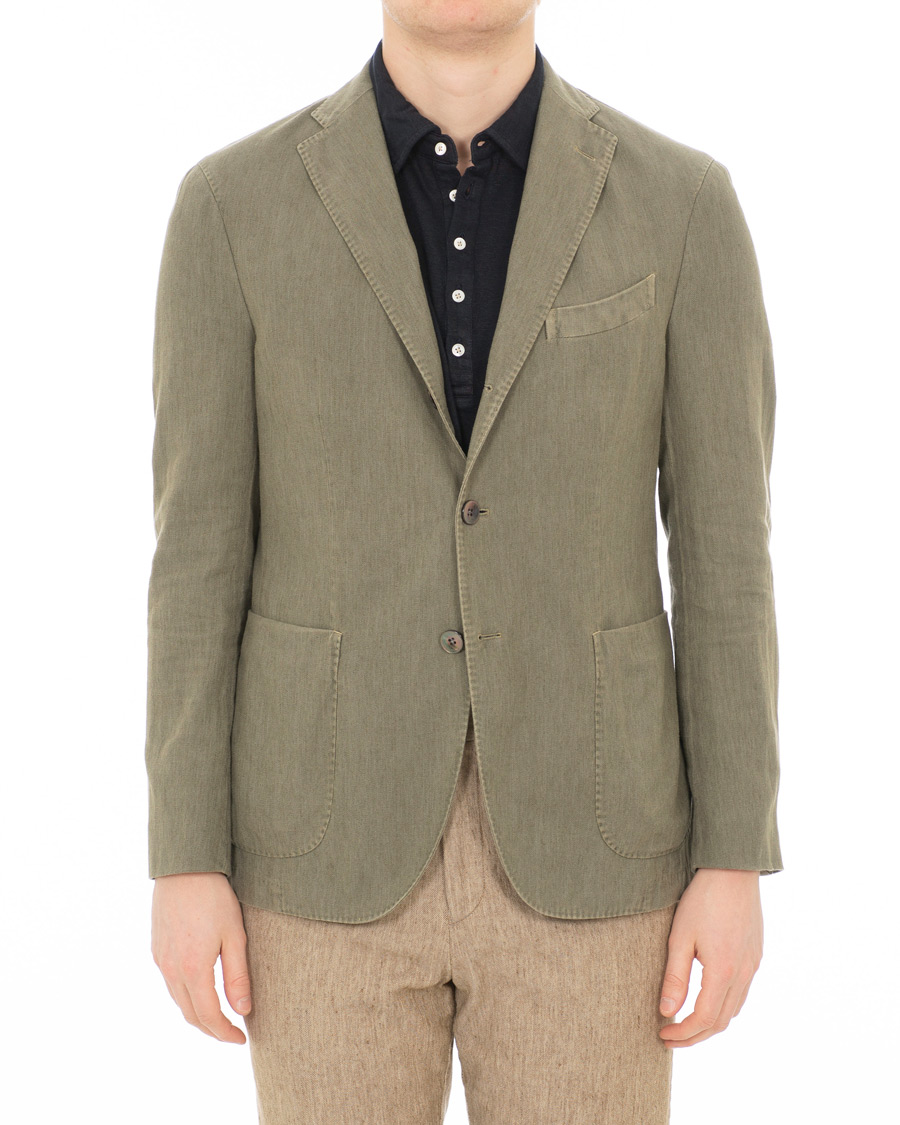 Mies | Pikkutakit | Boglioli | K Jacket Cotton/Linen Herringbone Blazer Green