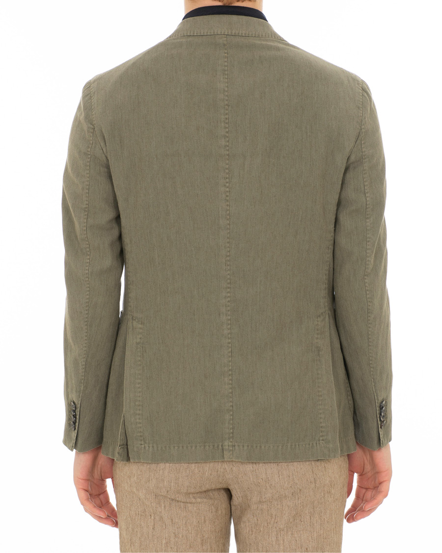 Mies | Pikkutakit | Boglioli | K Jacket Cotton/Linen Herringbone Blazer Green