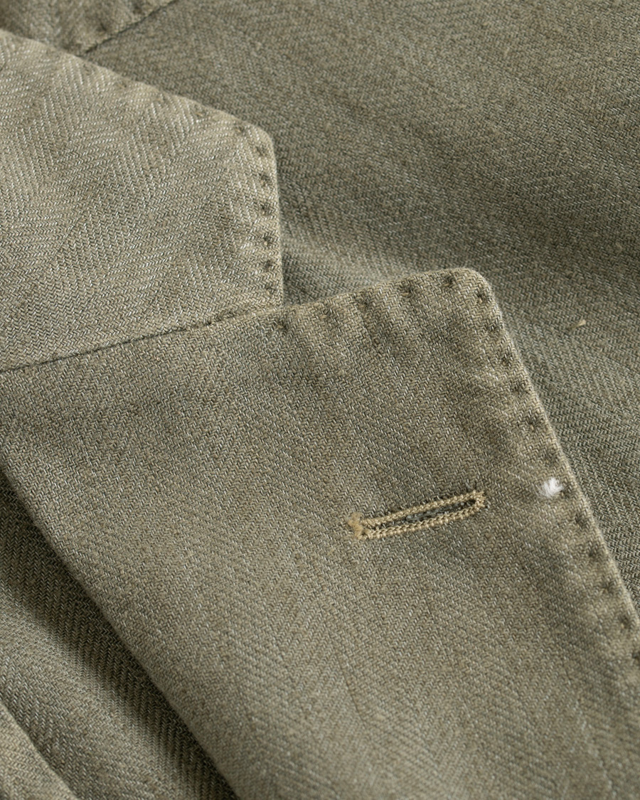Mies | Pikkutakit | Boglioli | K Jacket Cotton/Linen Herringbone Blazer Green