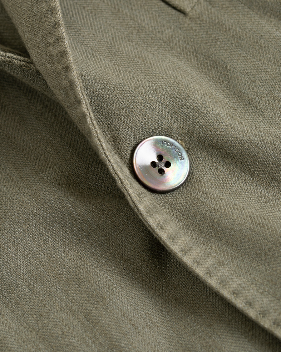 Mies | Pikkutakit | Boglioli | K Jacket Cotton/Linen Herringbone Blazer Green