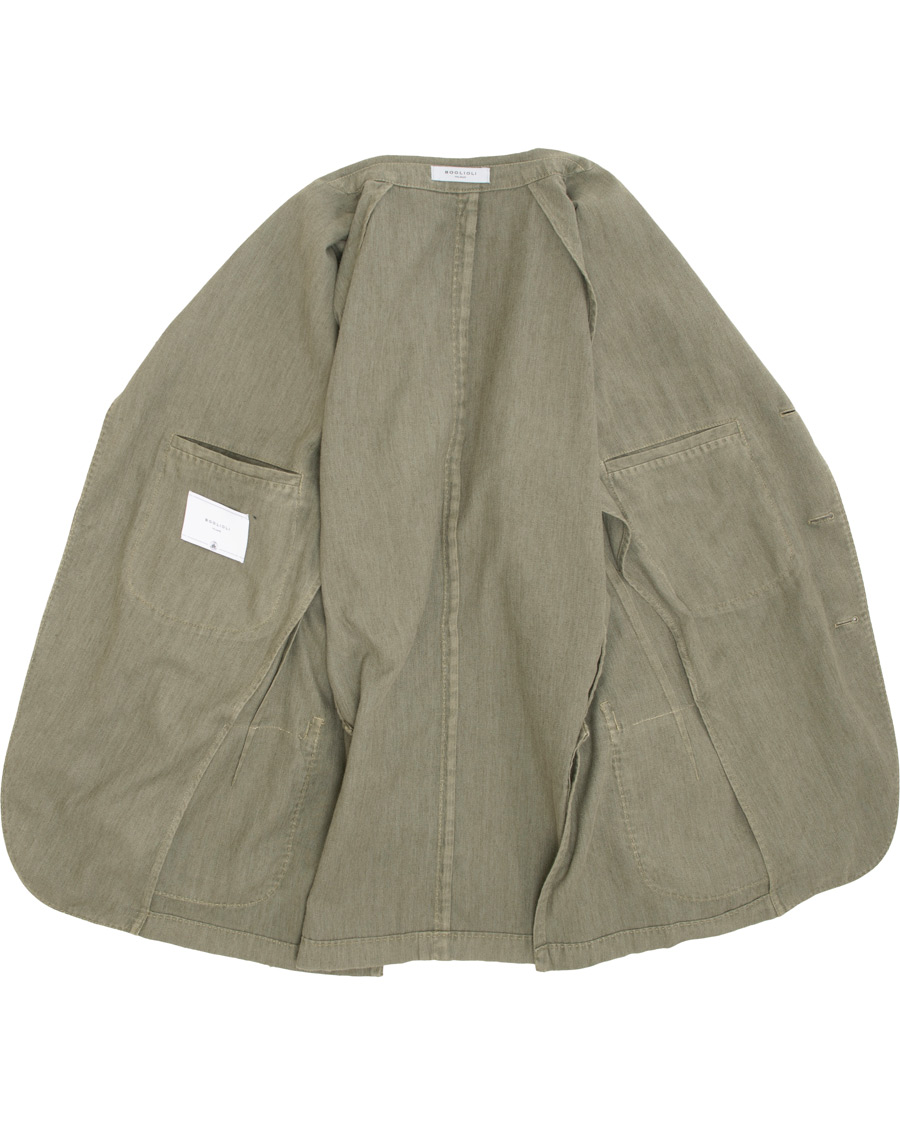 Mies | Pikkutakit | Boglioli | K Jacket Cotton/Linen Herringbone Blazer Green