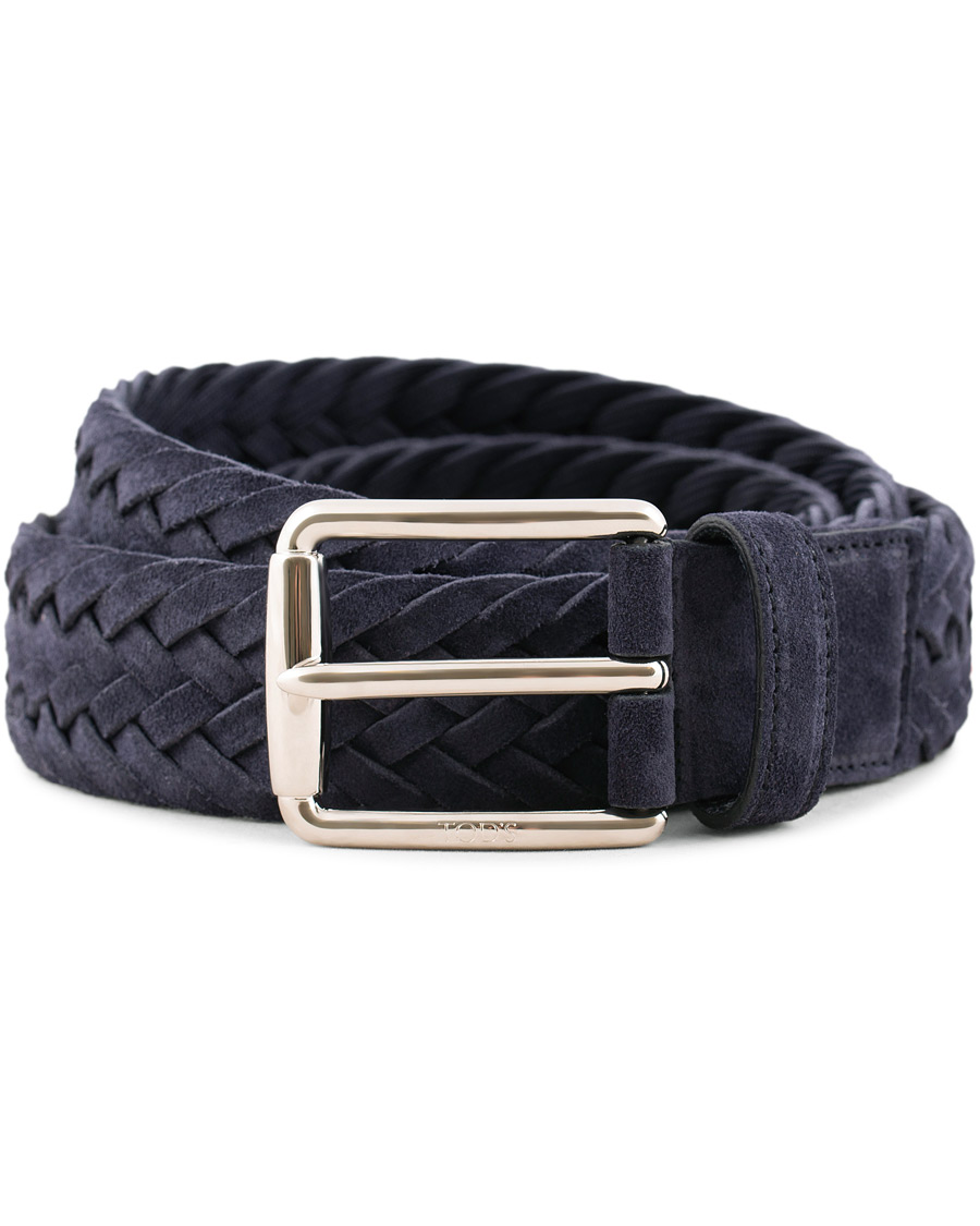 Mies | Tod's Intreccio Woven Belt Midnight Blue Suede | Tod's | Intreccio Woven Belt Midnight Blue Suede