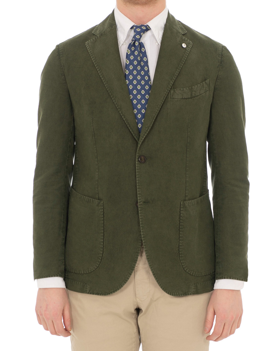 Mies | Pikkutakit | L.B.M. 1911 | Jack Regular Fit Linen Blazer Military Green