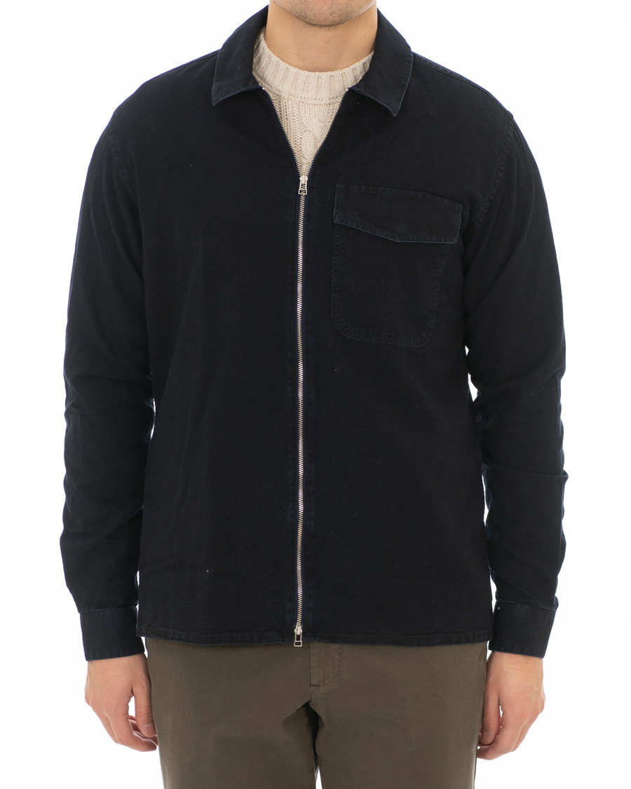 Mies | Kauluspaidat | Schnayderman?s | Schnayderman's Cotton Shirt Zip Jacket Dark Blue