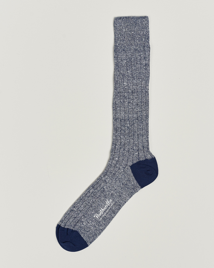 Mies | Alusvaatteet | Pantherella | Hamada Linen/Cotton/Nylon Sock Indigo