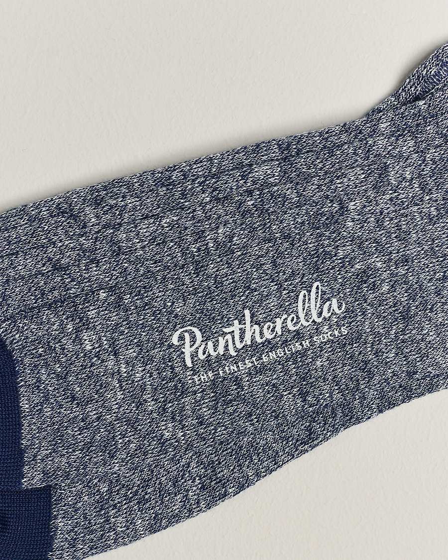 Mies | Alusvaatteet | Pantherella | Hamada Linen/Cotton/Nylon Sock Indigo