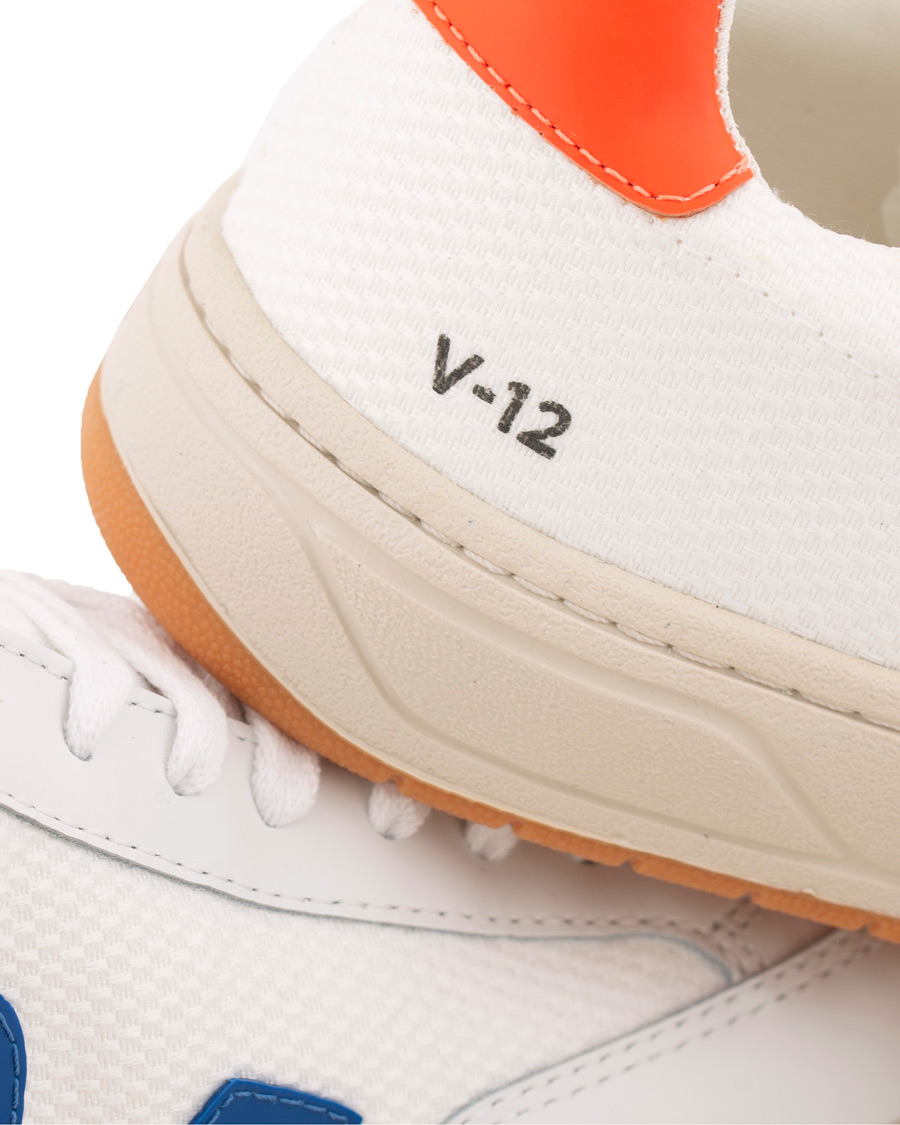 Mies | Veja V-12 Mesh Sneaker White/Indigo/Orange/Flou | Veja | V-12 Mesh Sneaker White/Indigo/Orange/Flou