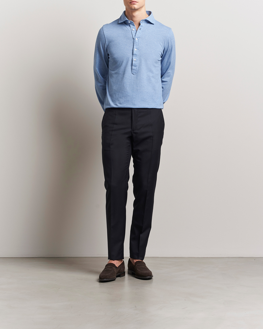 Mies | Kauluspaidat | Gran Sasso | Popover Shirt Light Blue