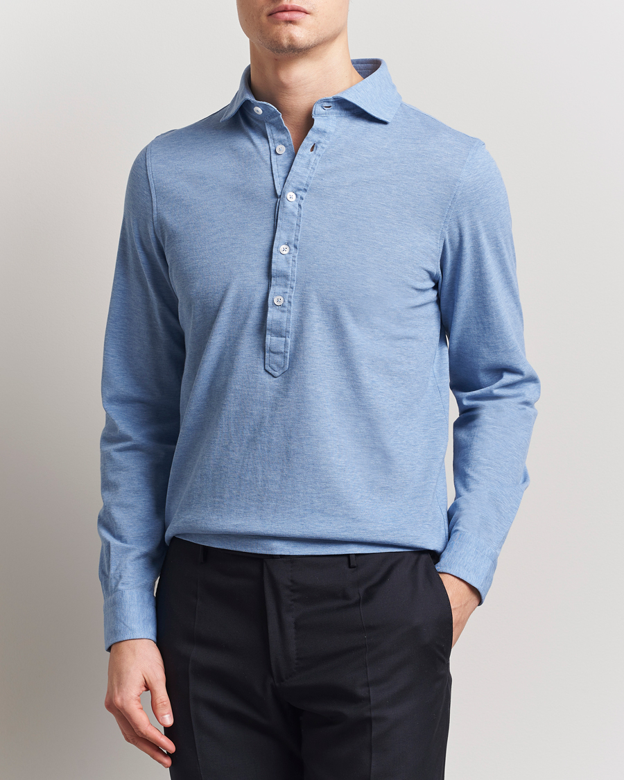 Mies | Kauluspaidat | Gran Sasso | Popover Shirt Light Blue