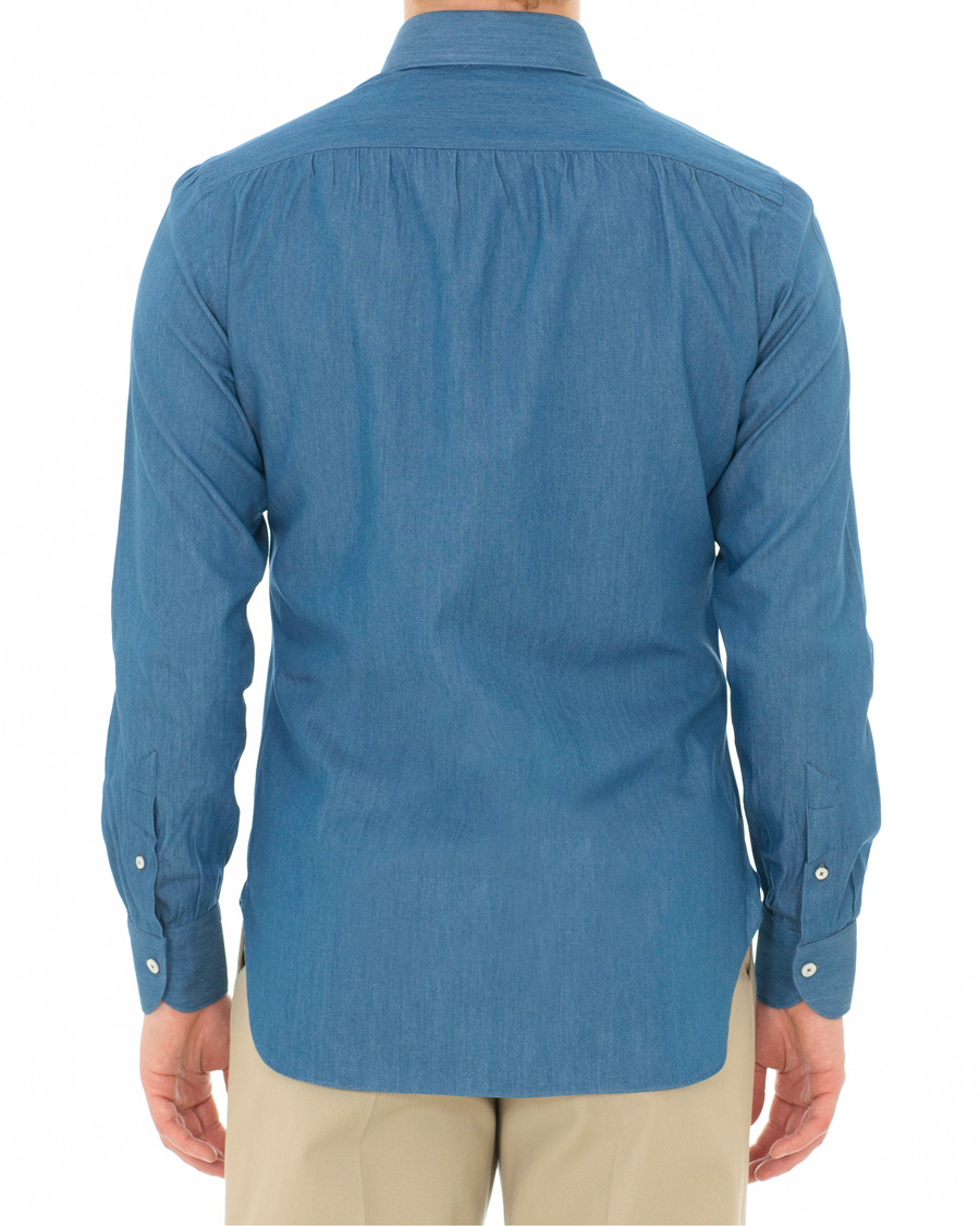 Mies | Kauluspaidat | Berg&Berg | Francis Handmade Spread Collar Cotton Shirt Denim