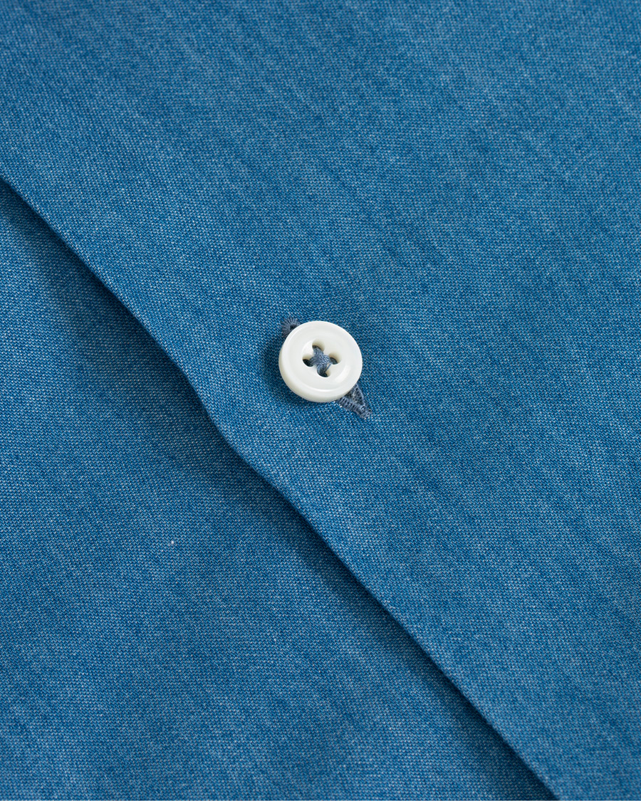 Mies | Kauluspaidat | Berg&Berg | Francis Handmade Spread Collar Cotton Shirt Denim