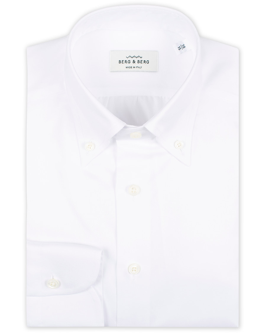 Mies | Kauluspaidat | Berg&Berg | Frithof Handmade Button Down Cotton Shirt White