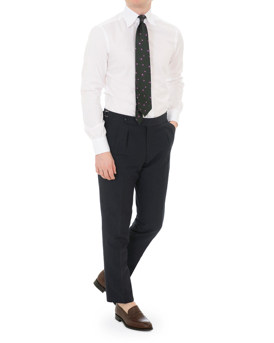 Mies | Kauluspaidat | Berg&Berg | Frithof Handmade Button Down Cotton Shirt White