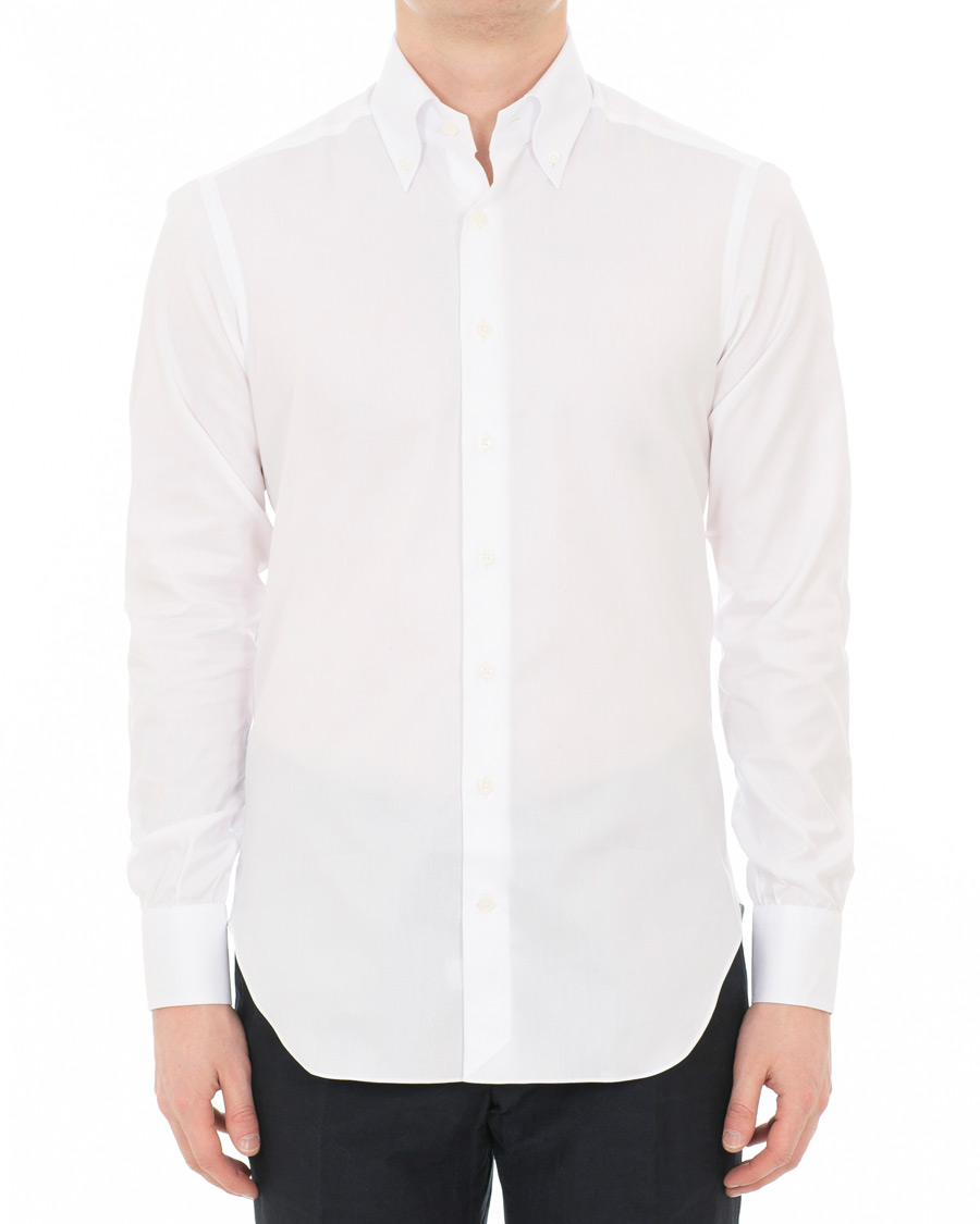Mies | Kauluspaidat | Berg&Berg | Frithof Handmade Button Down Cotton Shirt White
