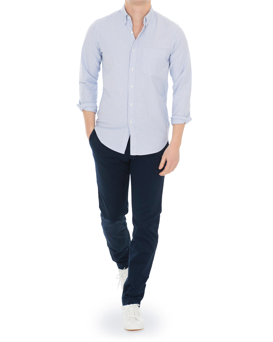 Mies | Kauluspaidat | J.Crew | Slim Fit Stretch Oxford University Stripe Shirt Blue