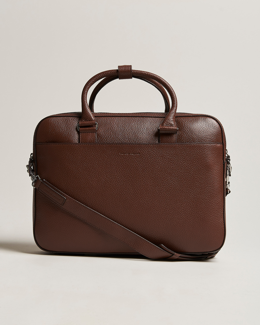 Mies |  | Tiger of Sweden | Burin Grained Leather Briefcase Brown