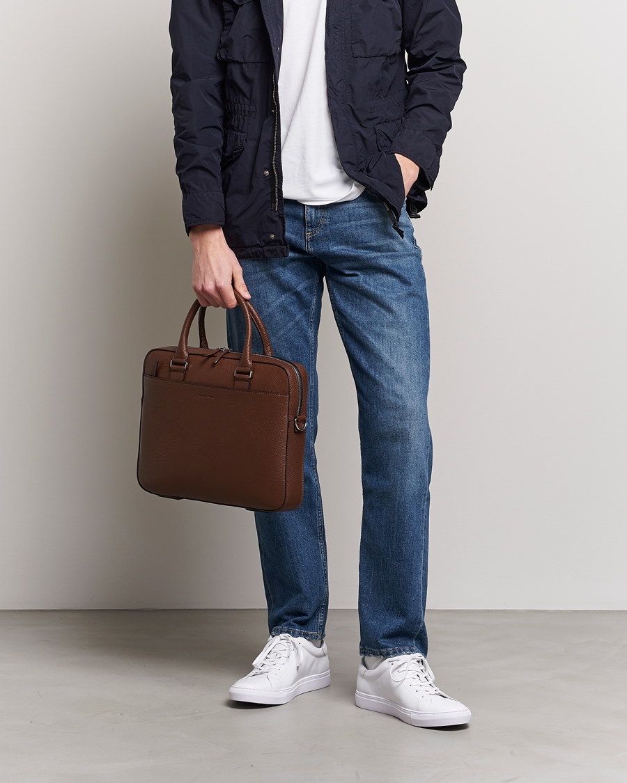 Mies | Laukut | Tiger of Sweden | Bosun Grained Leather Briefcase Brown