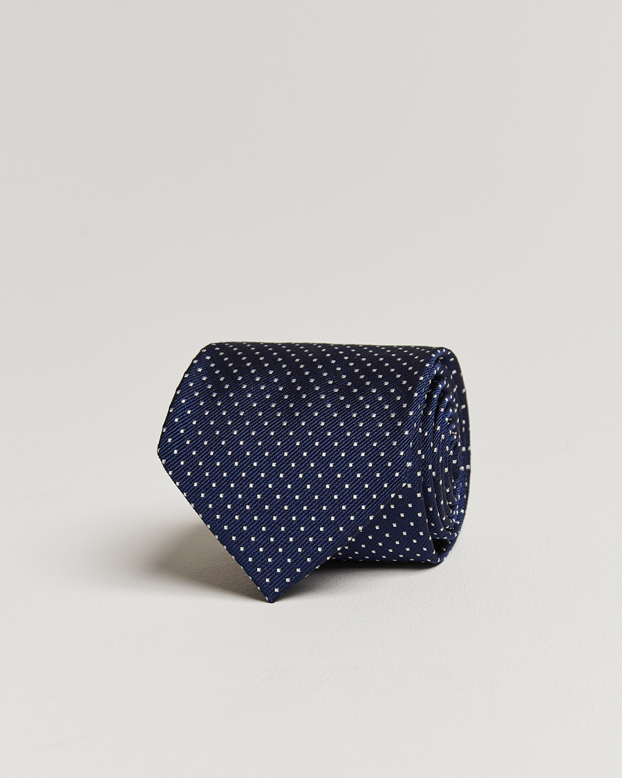 Miehet |  | Amanda Christensen | Micro Dot Classic Tie 8 cm Navy/White