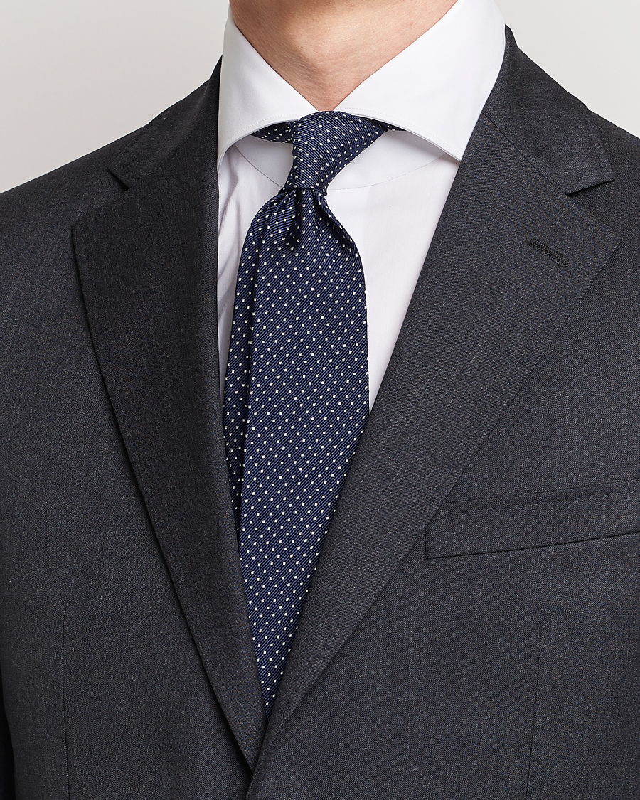 Mies | Solmiot | Amanda Christensen | Micro Dot Classic Tie 8 cm Navy/White