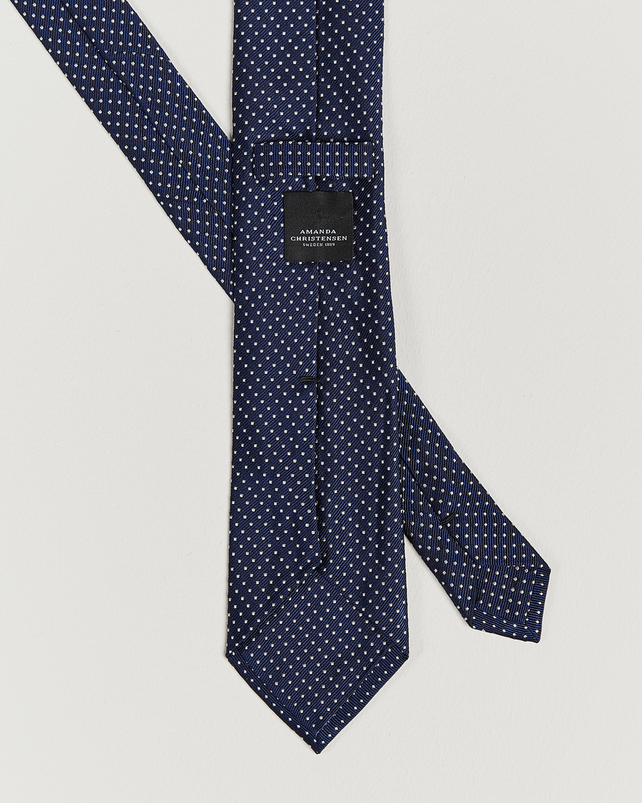 Mies | Solmiot | Amanda Christensen | Micro Dot Classic Tie 8 cm Navy/White