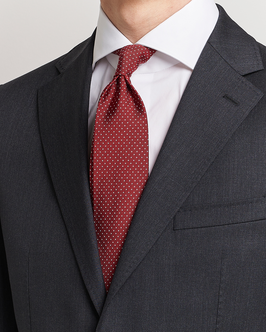 Mies | Solmiot | Amanda Christensen | Micro Dot Classic Tie 8 cm Wine/White