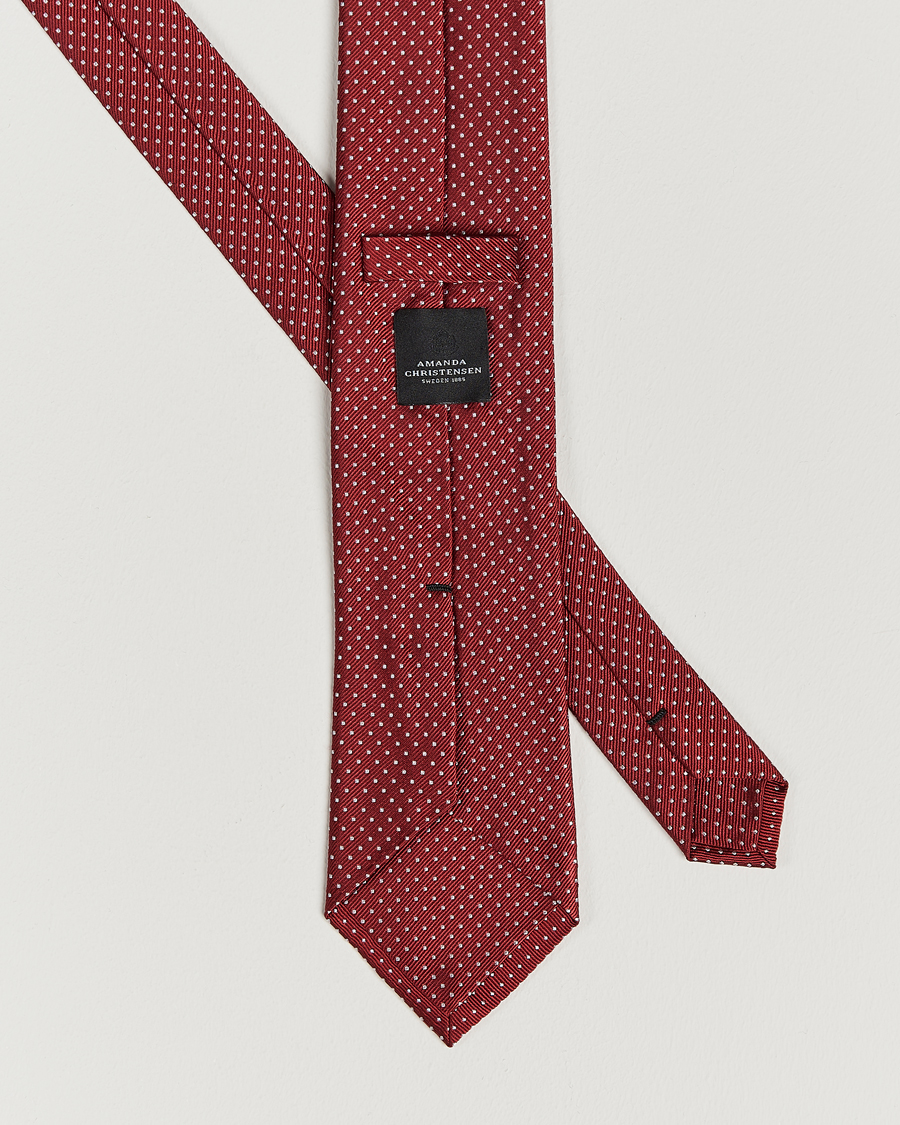 Mies | Solmiot | Amanda Christensen | Micro Dot Classic Tie 8 cm Wine/White