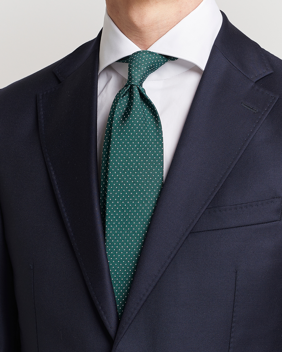 Mies | Solmiot | Amanda Christensen | Micro Dot Classic Tie 8 cm Green/White