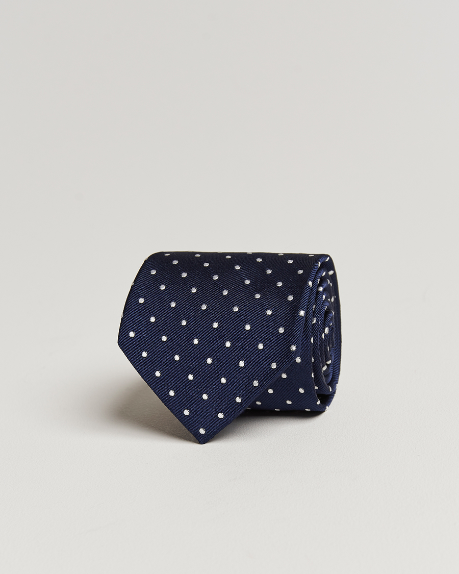 Mies | Solmiot | Amanda Christensen | Dot Classic Tie 8 cm Navy/White