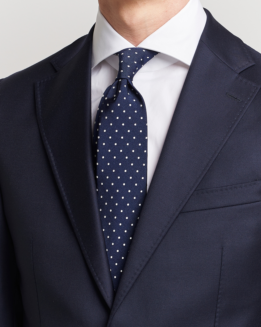 Mies | Solmiot | Amanda Christensen | Dot Classic Tie 8 cm Navy/White