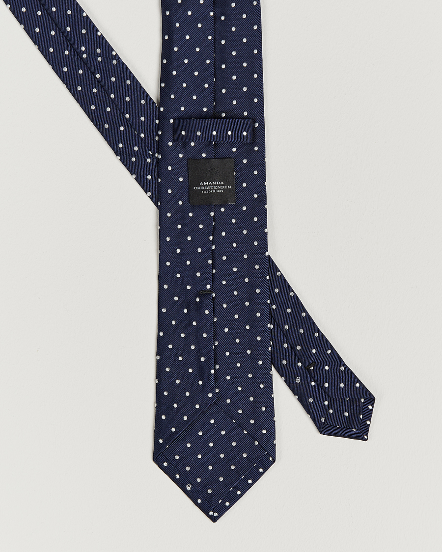 Mies | Solmiot | Amanda Christensen | Dot Classic Tie 8 cm Navy/White