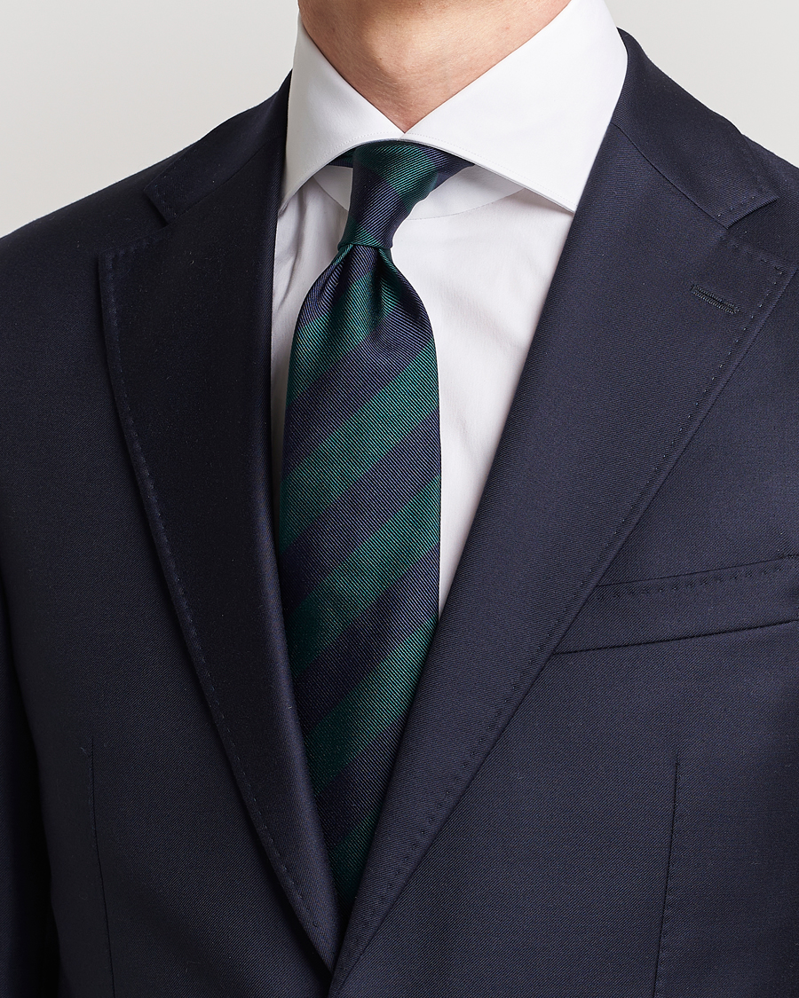 Mies |  | Amanda Christensen | Regemental Stripe Classic Tie 8 cm Green/Navy
