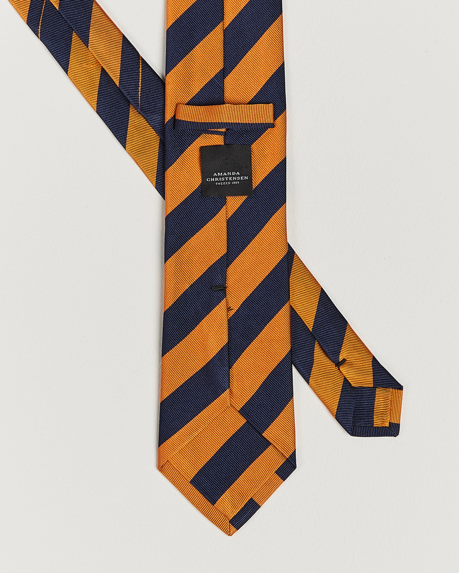 Mies | Solmiot | Amanda Christensen | Regemental Stripe Classic Tie 8 cm Orange/Navy