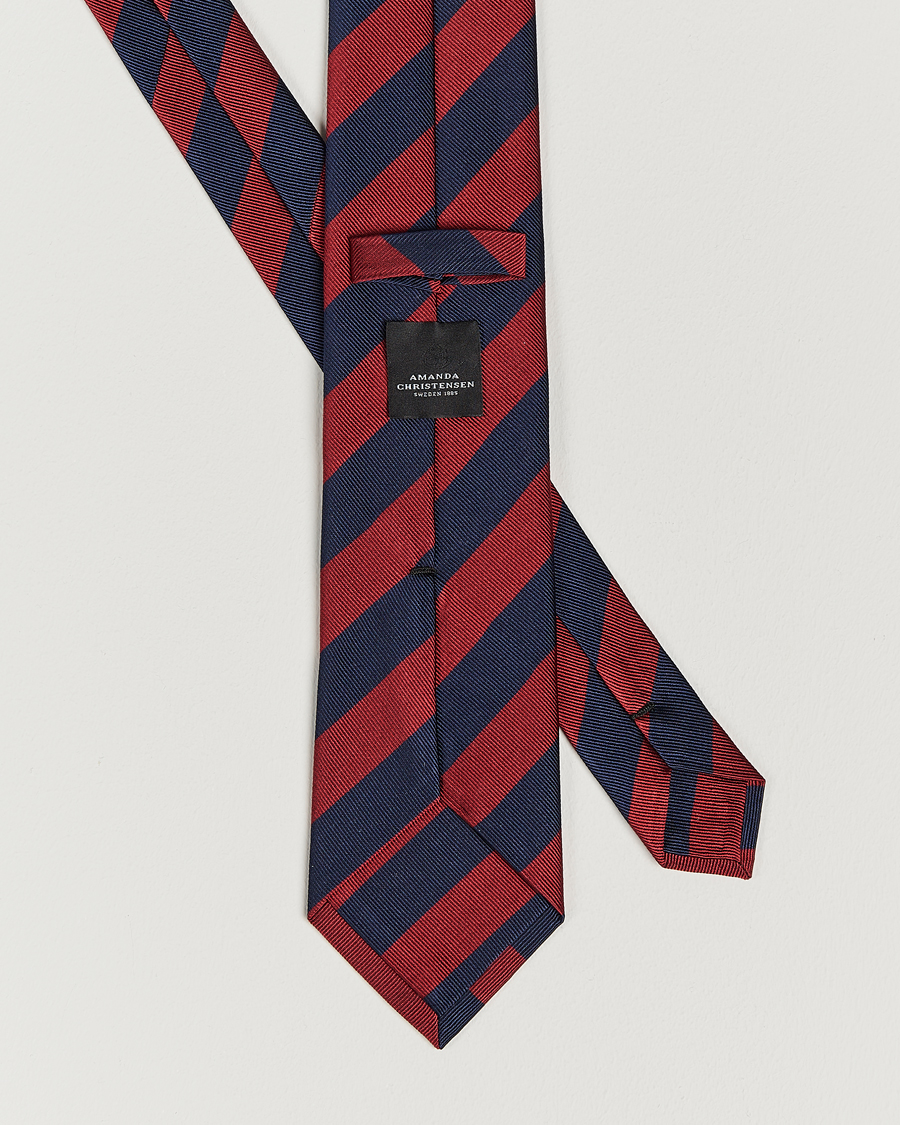 Mies | Amanda Christensen Regemental Stripe Classic Tie 8 cm Wine/Navy | Amanda Christensen | Regemental Stripe Classic Tie 8 cm Wine/Navy