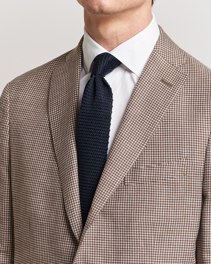 Mies | Solmiot | Amanda Christensen | Knitted Silk Tie 6 cm Navy